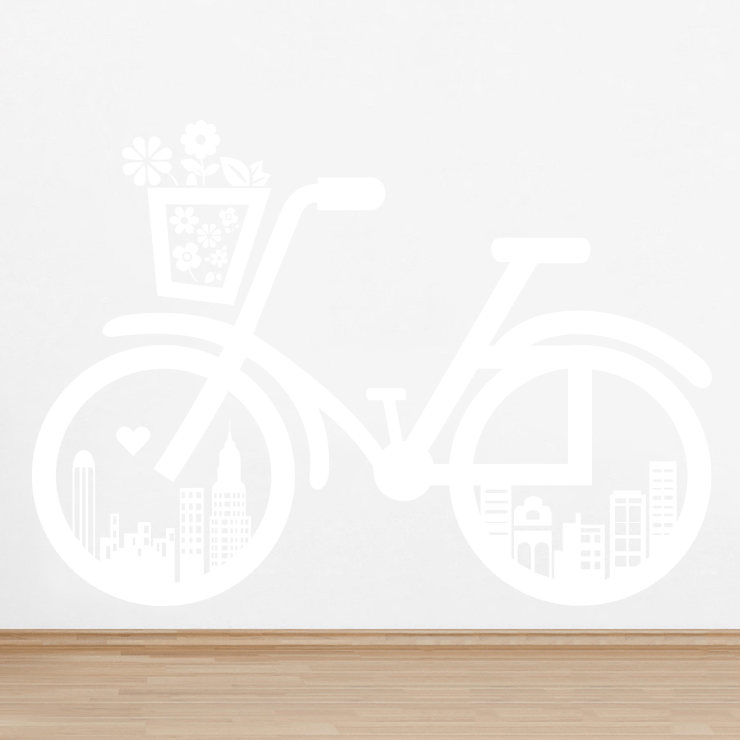 Damecykel i byen wallsticker