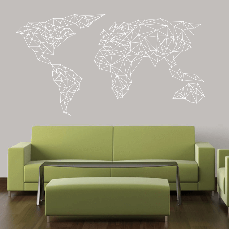Geometrisk verdenskort wallsticker