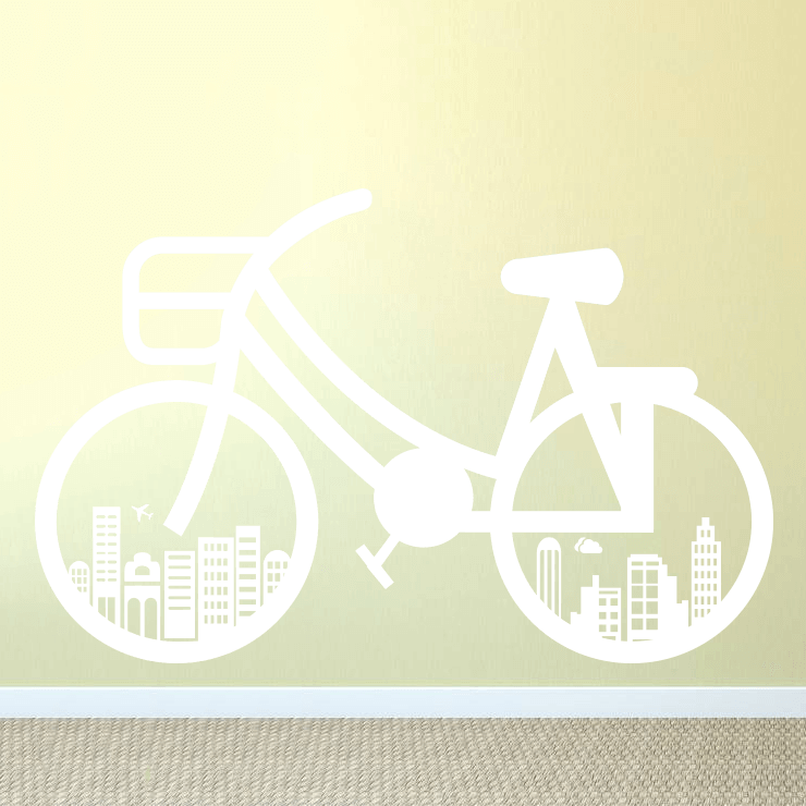 Herrecykel i byen wallsticker
