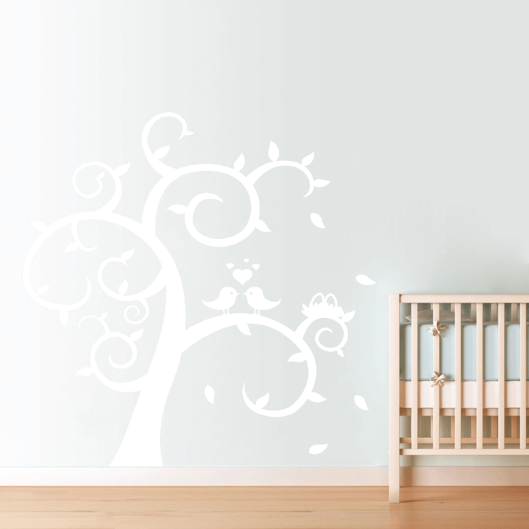 Turtelduer i træ wallsticker