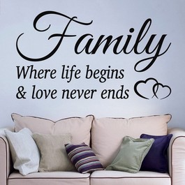 Family where life begins & love never ends wallsticker