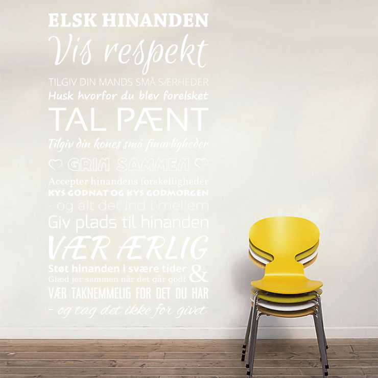 Elsk hinanden wallsticker