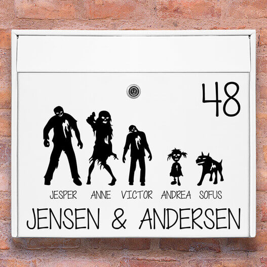 Postkasse stickers – #2 Zombie familie wallsticker til postkasse