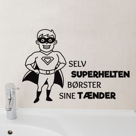 Selv superhelten børster sine tænder wallsticker