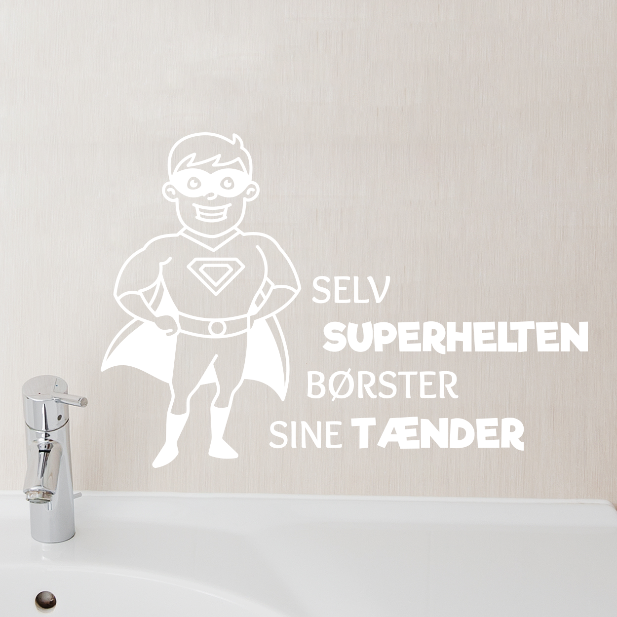 Selv superhelten børster sine tænder wallsticker