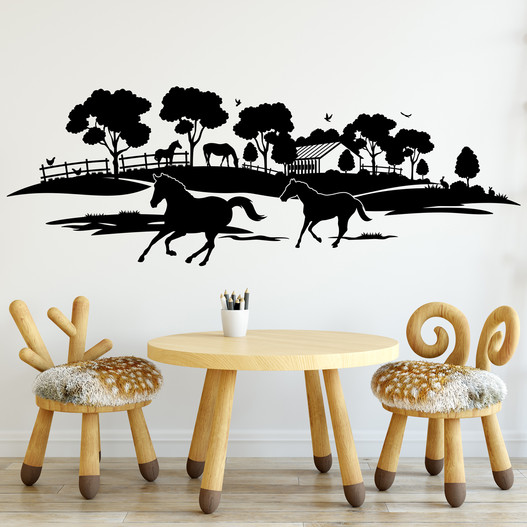 Heste landskab wallsticker, heste wallstickers