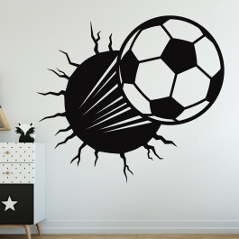 Fodbold igennem væggen wallsticker