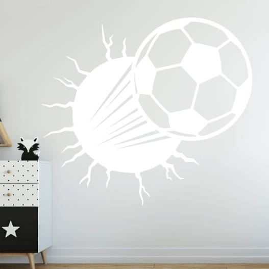 Fodbold igennem væggen wallsticker