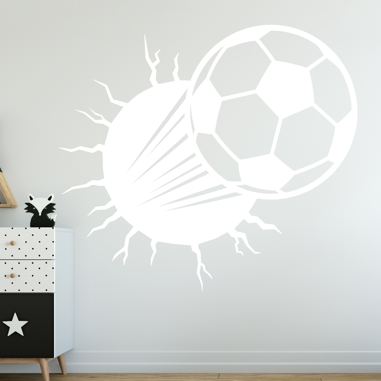 Fodbold igennem væggen wallsticker