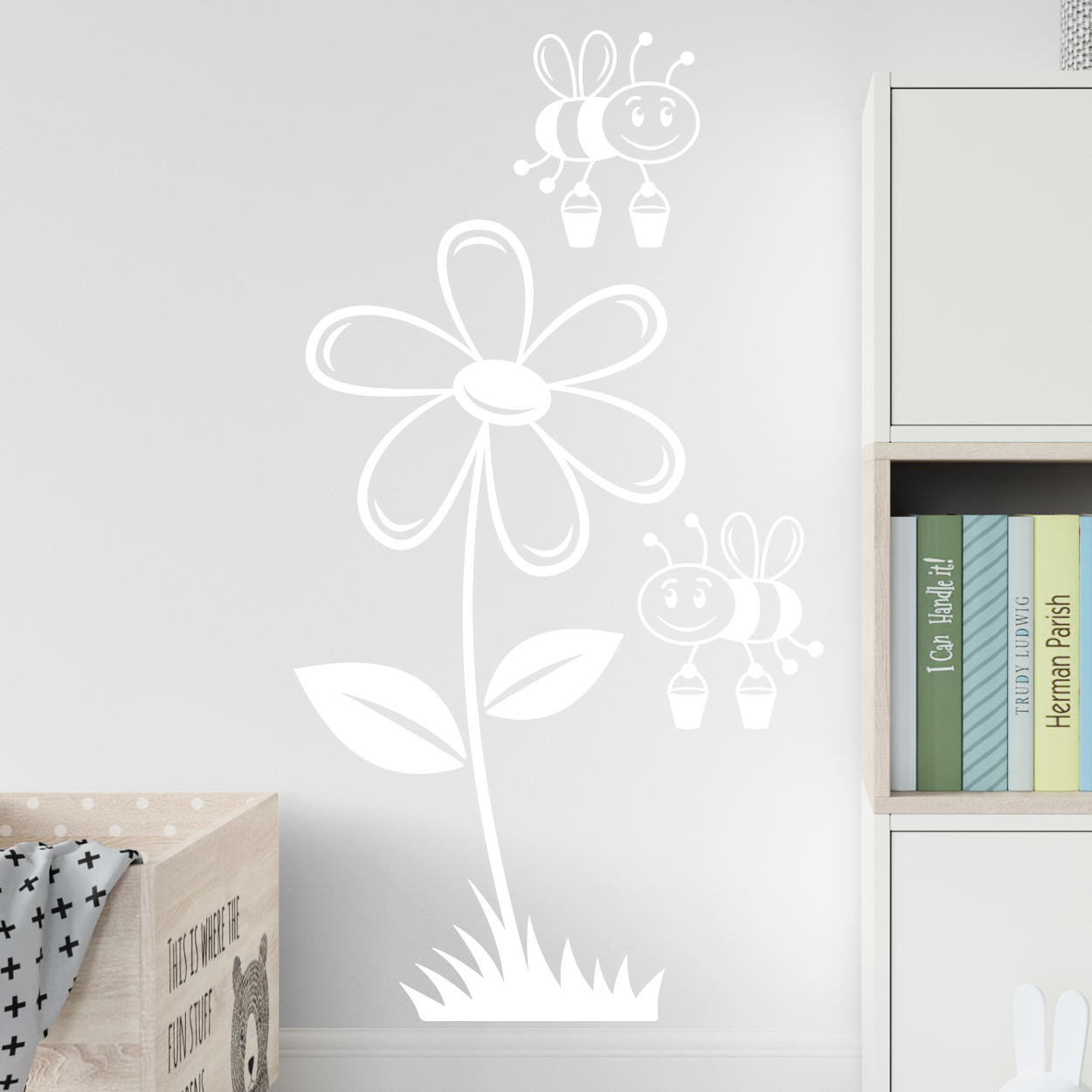 Blomst med bier wallstickers, flot wallsticker
