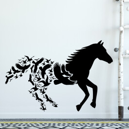 Hest med fugle wallsticker, heste wallstickers