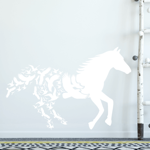 Hest med fugle wallsticker, heste wallstickers