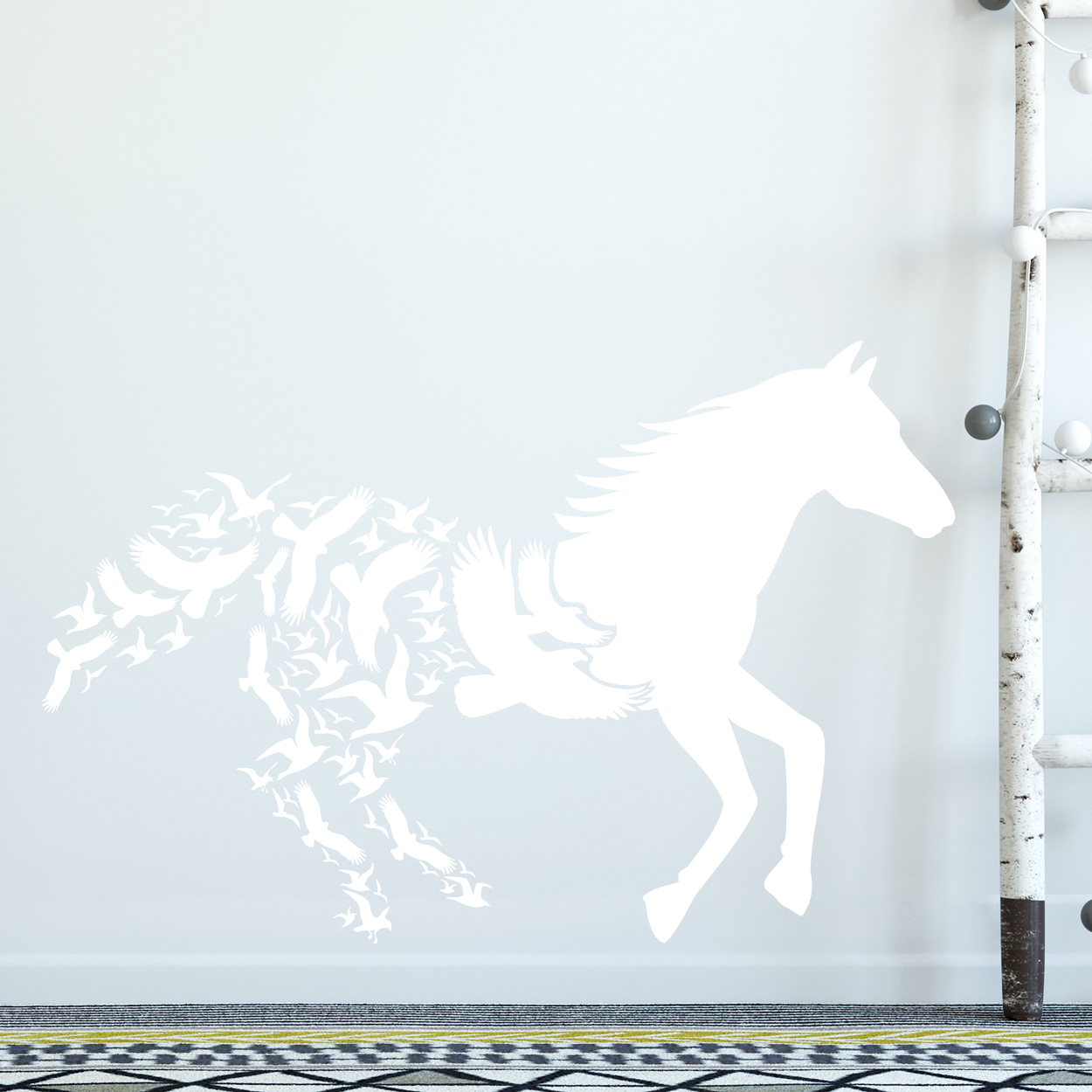 Hest med fugle wallsticker, heste wallstickers