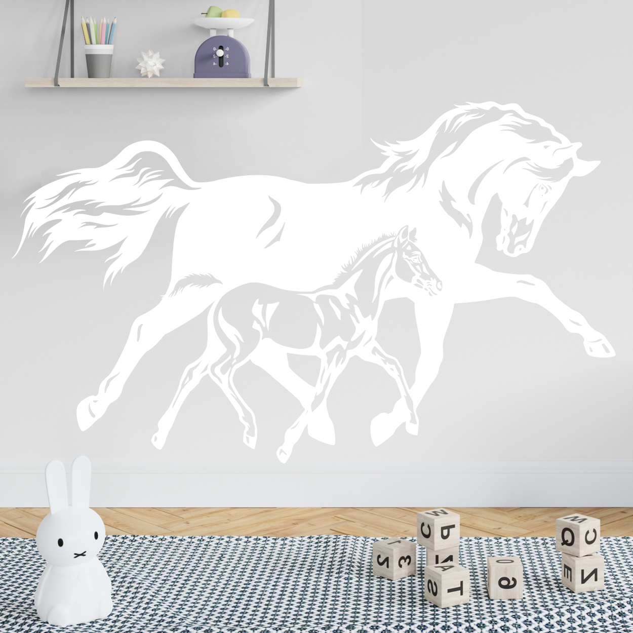 Hoppe med føl wallsticker, heste wallstickers