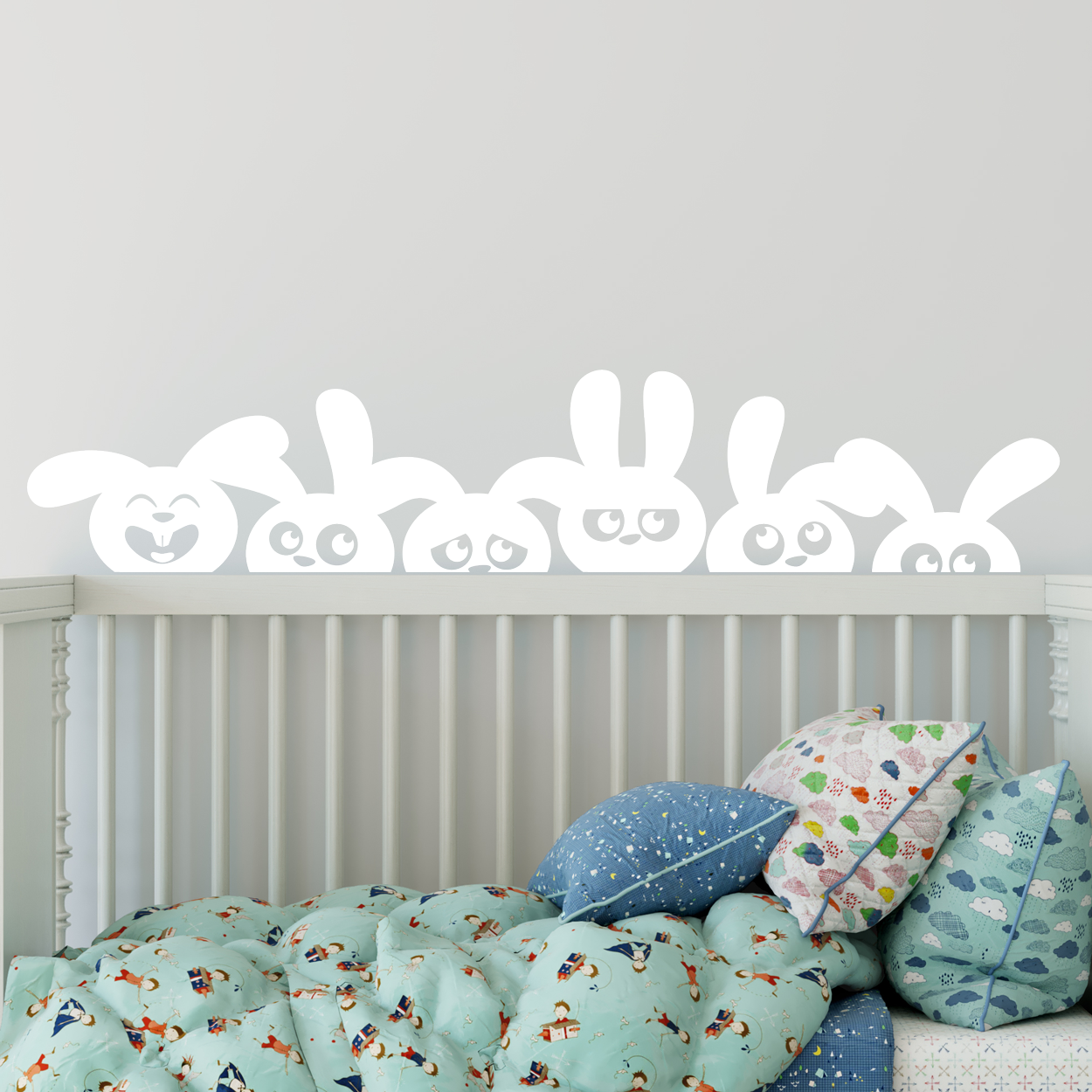 Kaniner på lur wallstickers. Sjov wallsticker til børneværelset