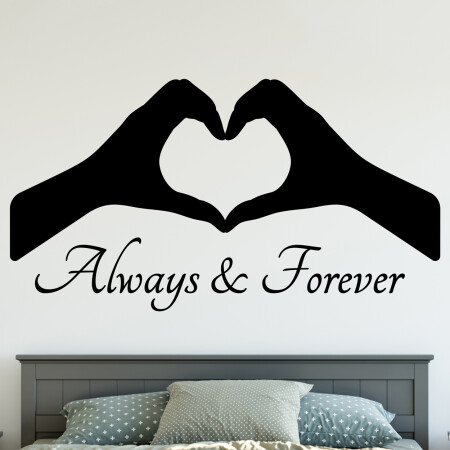 Wallsticker med teksten "Always & forever". Flot wallstickers til soveværelset.