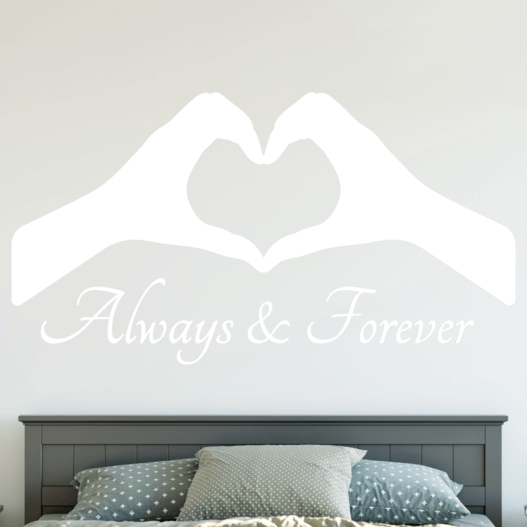Wallsticker med teksten "Always & forever". Flot wallstickers til soveværelset.