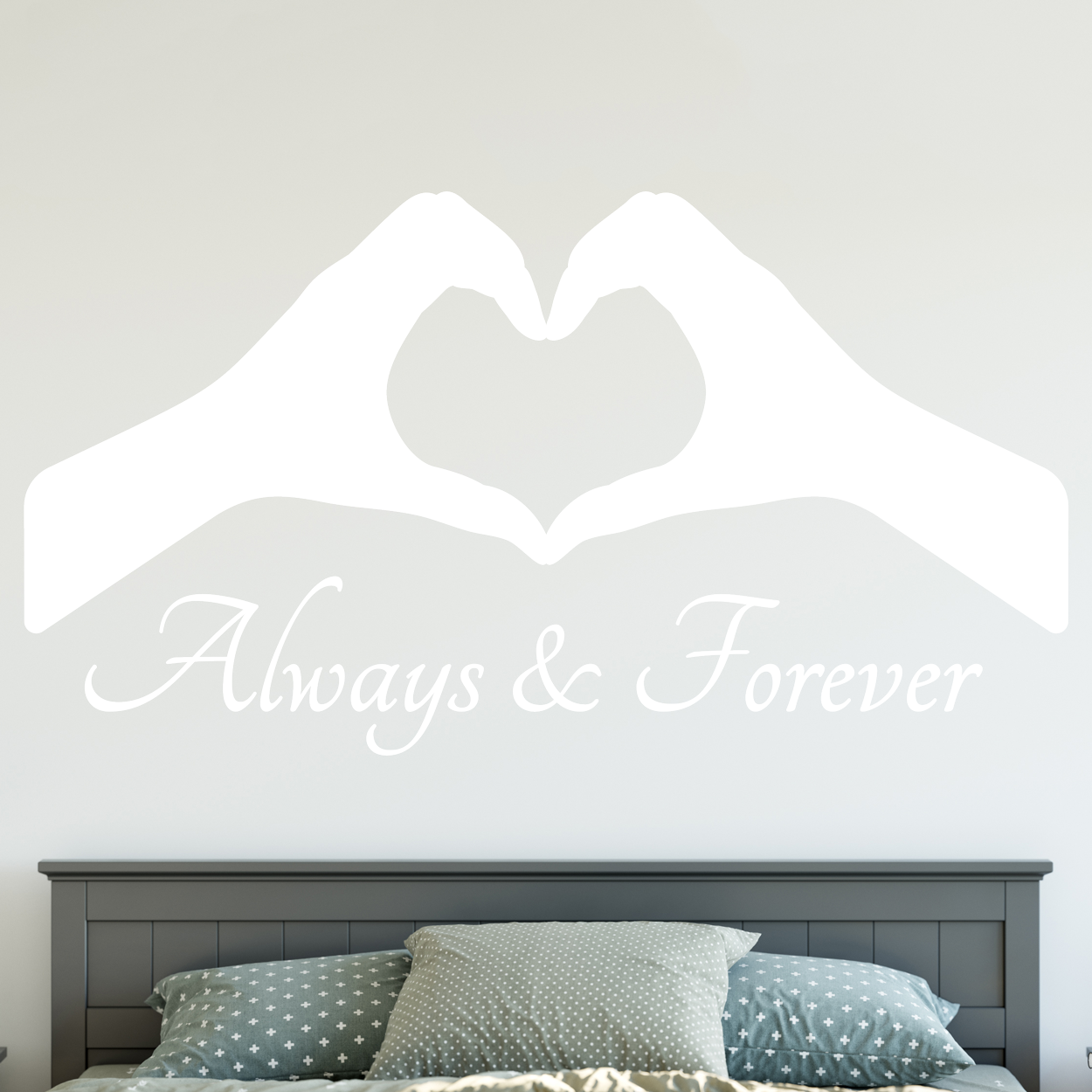 Wallsticker med teksten "Always & forever". Flot wallstickers til soveværelset.