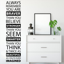 Wallsticker med teksten "always remember you are braver...". Flot wallstickers med engelsk tekst