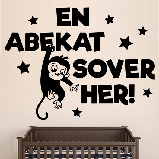 En abekat sover her Flot wallstickers til børneværelset