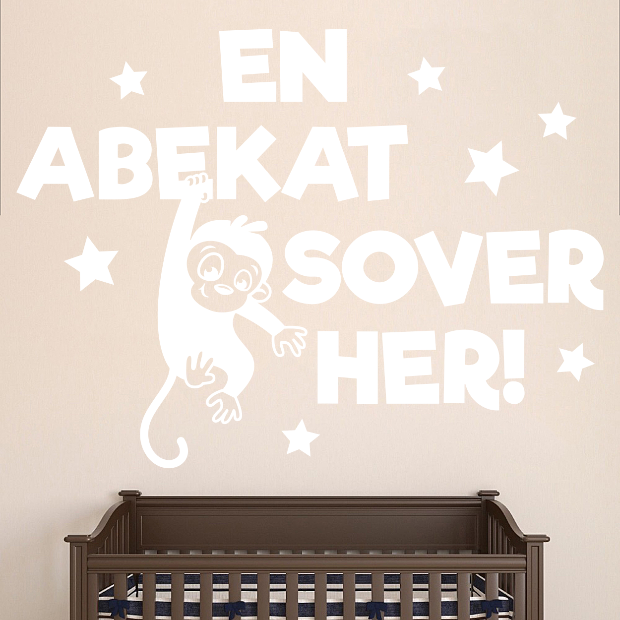 En abekat sover her Flot wallstickers til børneværelset