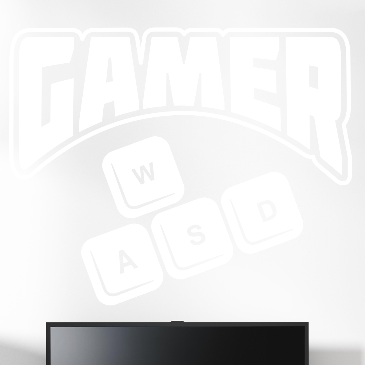 Gamer wallsticker med teksten "Gamer" tasterne wasd. Sej wallstickers til børneværelset