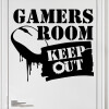 Gamer wallsticker med teksten "Games room keep out" og en mus. Sej wallstickers til børneværelset