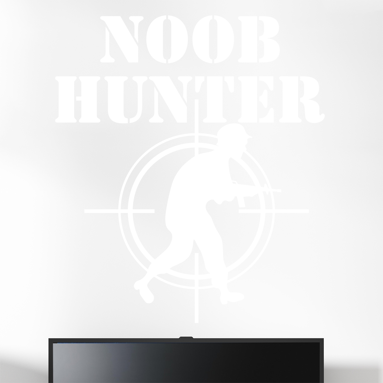 Gamer wallsticker med teksten "Noob hunter". Sej wallstickers til børneværelset