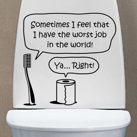 Wallsticker til toilettet med teksten "worst job". sjov wallstickers til ens toilet