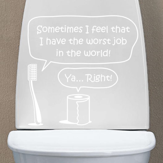 Wallsticker til toilettet med teksten "worst job". sjov wallstickers til ens toilet