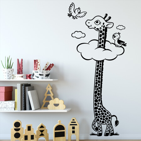 Giraf i skyerne wallsticker. Sjov wallstickers til børneværelset