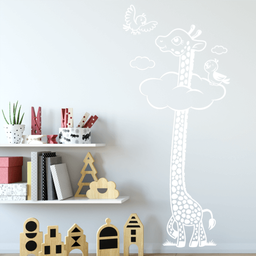 Giraf i skyerne wallsticker. Sjov wallstickers til børneværelset