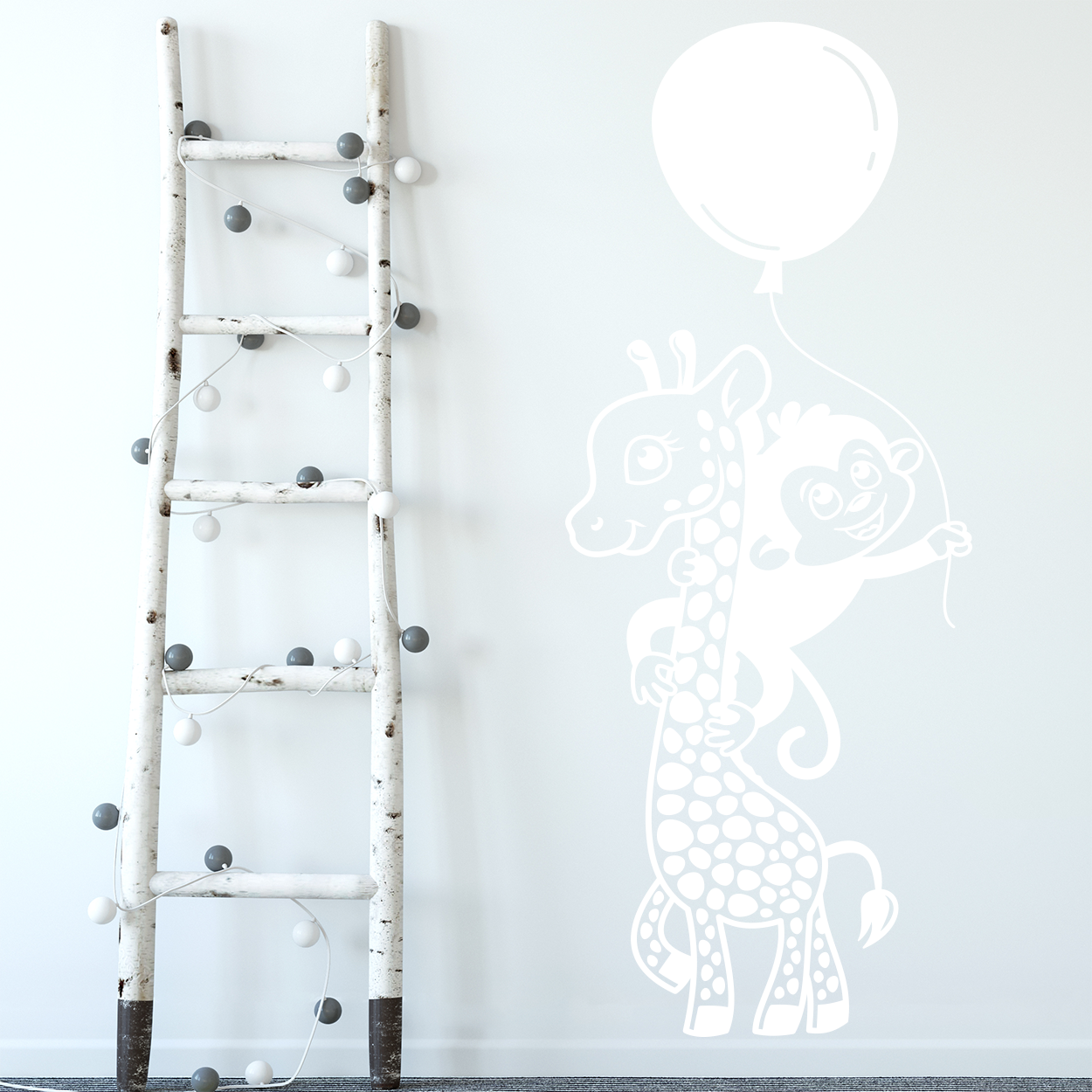 Giraf med abe wallsticker. Sød wallstickers til børneværelset