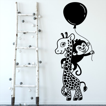 Giraf med abe wallsticker. Sød wallstickers til børneværelset