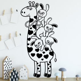 Giraf med kaniner wallsticker. Sød wallstickers til børneværelset