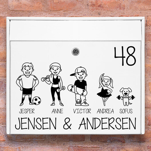 Sport familie – Postkasse stickers