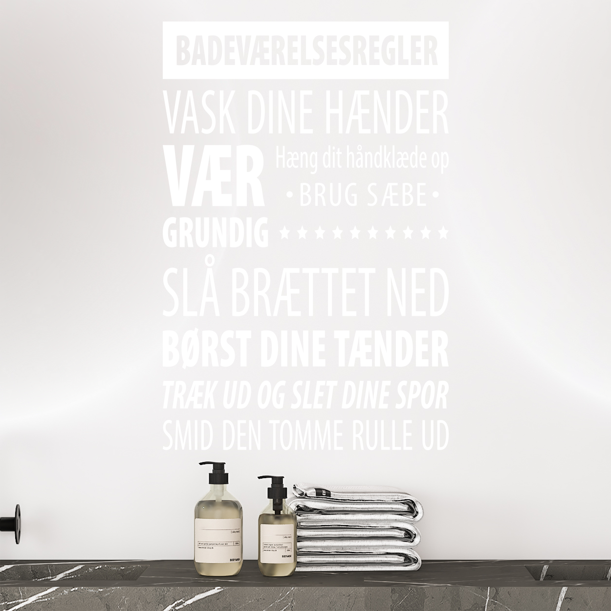 Wallsticker med badeværelsesregler
