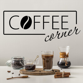 Wallsticker med "coffee corner" / kaffe hjørnet