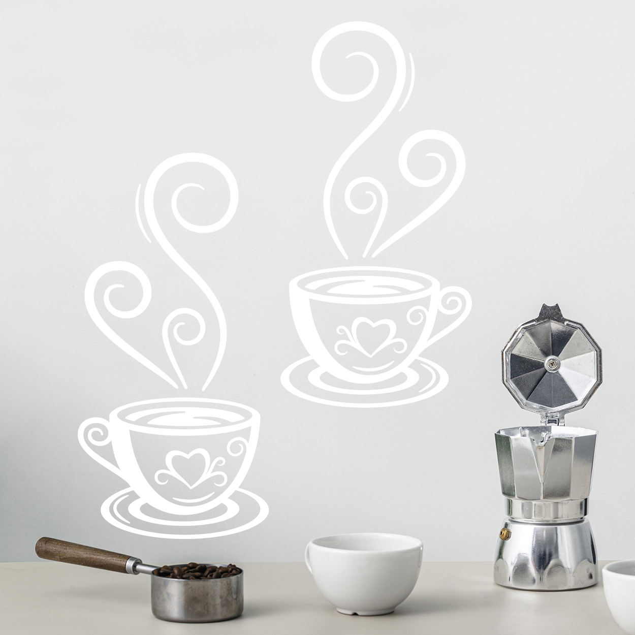 Wallsticker med et par flotte coffee cups
