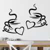 Wallsticker med to flotte kaffekopper, der har viser et par hjerter og kaffebønner