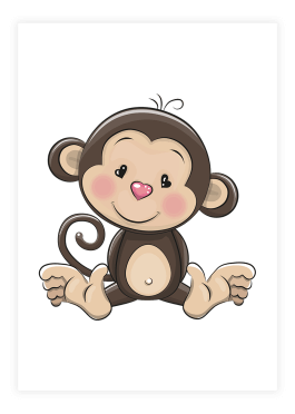 Plakat med en sød abe
