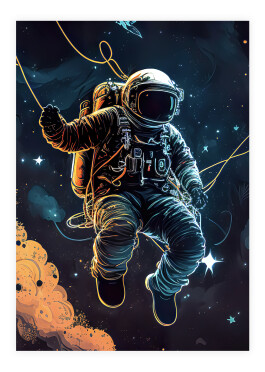 Plakat med astronaut udforsker rummet