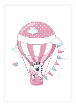 Plakat med zebra i luftballon
