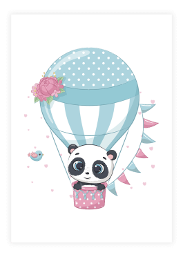 Plakat med panda i luftballon