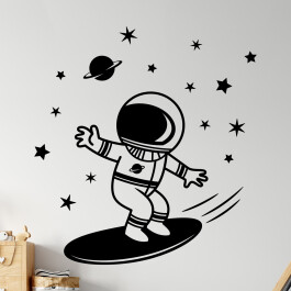 Wallsticker med astronaut der surfer