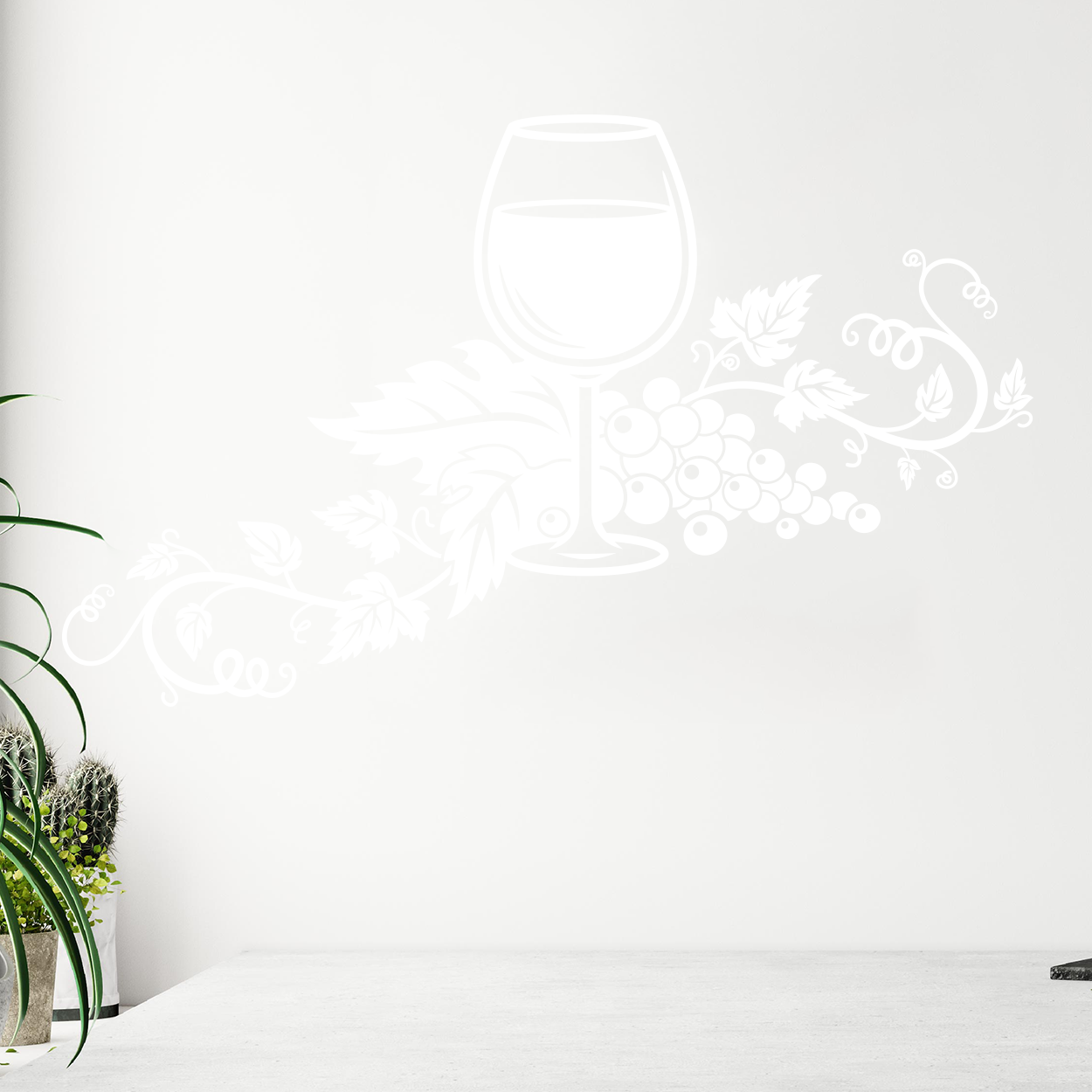 En wallsticker med et glas vin