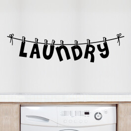 Wallsticker med "Laundry on a line"