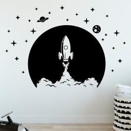 Wallsticker med raket i opsendelse