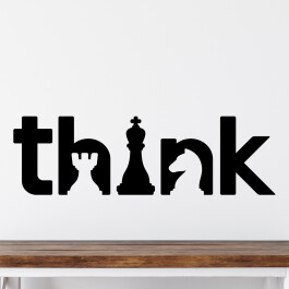 Wallsticker teksten "Think" med skakbrikker