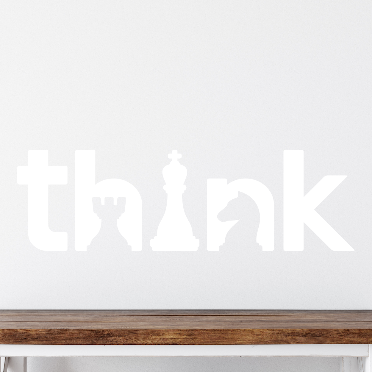 Wallsticker teksten "Think" med skakbrikker